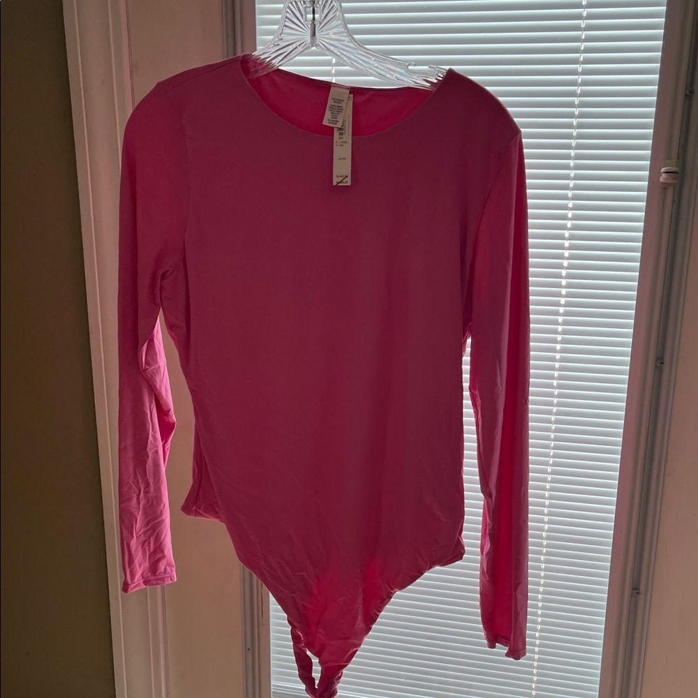 Victoria's Secret Vibrant Pink Long Sleeve Bodysuit
